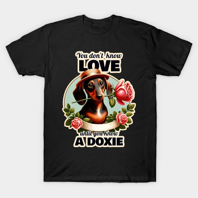 Dachshund Valentine's day T-Shirt by k9-tee